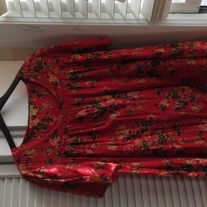 BEAUTIFUL APRIL CORNELL RED SUMMER ROSES PRAIRIE COTTAGE HOUSE DRESS SZ XXL NEW
